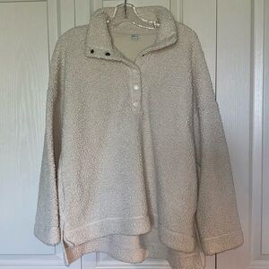 Aerie White Sherpa Quarter Button Down